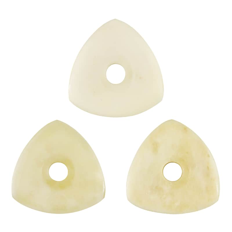 Camel Bone Guitar Or Bass Pick - 4.0 mm Ultra Heavy Gauge - 346 Contoured Triangle With Grip Hole Shape - Natural Finish Handmade Specialty Exotic Plectrum - 3 Pack image 1