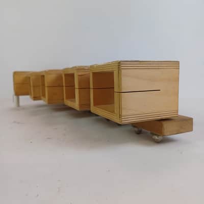 Temple Blocks 3"x4"x3.5",4",5.25",7",8.5" 5x Natural 9-Ply-Maple +Wood Frame Set image 3