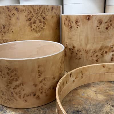 POPLAR MAPPA BURL exotic wood and Maple 7 pcs shell set - 5 ply core shells - Clear gloss polished BEST OFFERS ACCEPTED! image 16