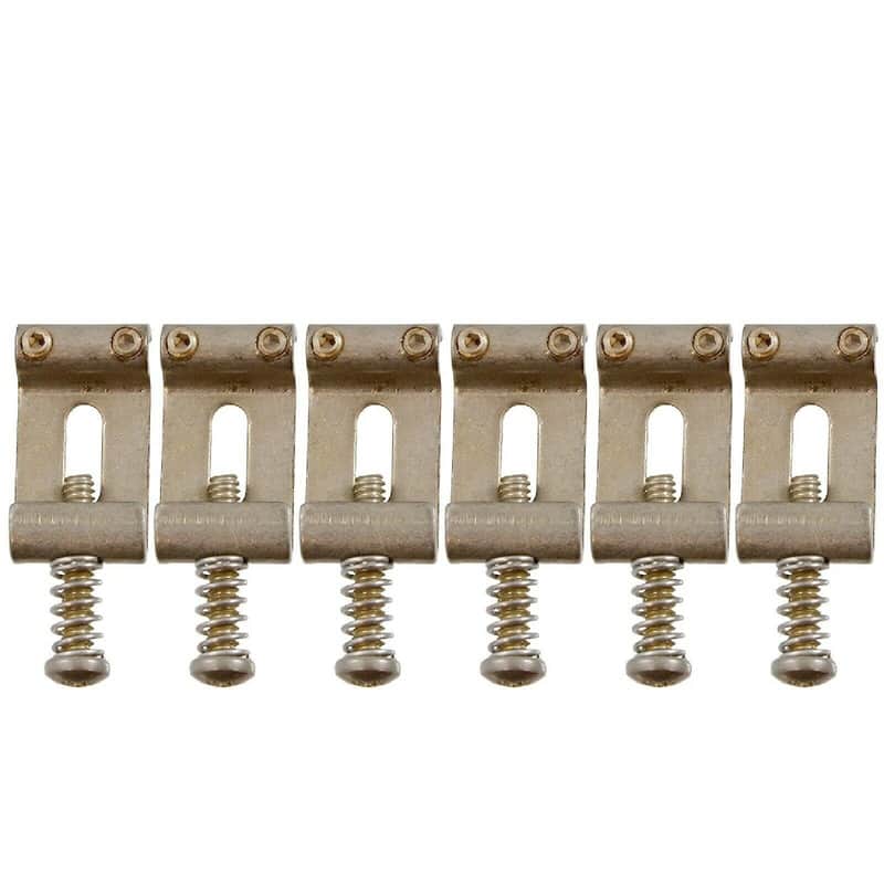 NEW (6) Vintage Style Stamped Bent Saddles For Fender Strat - AGED NICKEL image 1