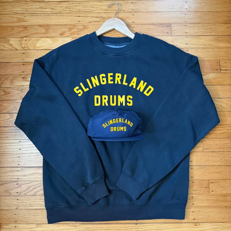 Slingerland Drums Size Med Old School Crew Sweatshirt & Surf Hat image 1