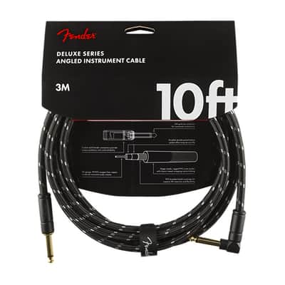 Fender Deluxe Series 10 foot Angled Instrument Cable, Black Tweed image 3