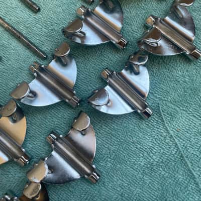 Del Rey MIJ Lot of 12 Bass Drum T tension rods + 11 claws 70s - Chrome image 8