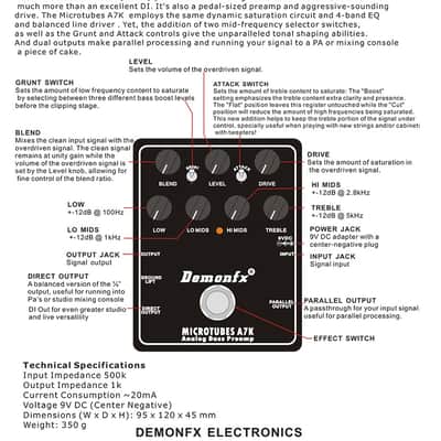 Demon FX MICROTUBES A7K Bass Preamp | Reverb