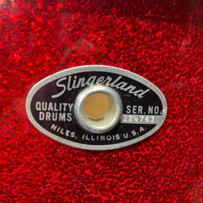 Slingerland - 5.5x14" No. 140 Student Model Snare Drum 1969–1971 - Red Sparkle Pearl image 2