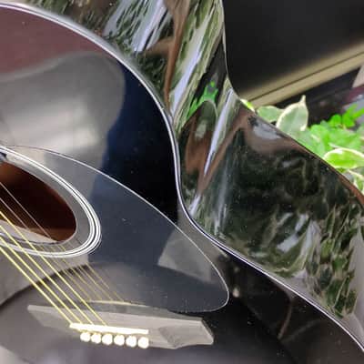 Denver DF44S-BLK Folk Full-Size Acoustic Guitar - Black Gloss image 11