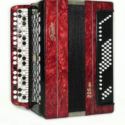 Tulskiy Russian Bayan Etude 205M Button Accordion 100 bass Acordeone de Botones, with Straps and Hard Case, 2437, Vintage Tula Factory Musical Instrument image 6