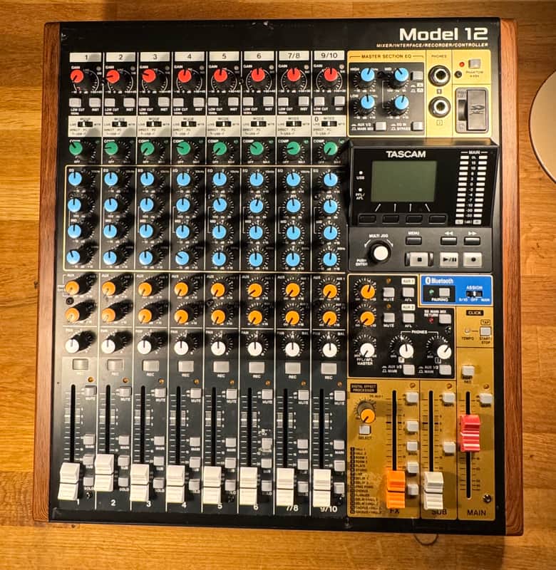 TASCAM Model 12 Multitrack Recorder / Mixer / USB Interface 2020 - Present - Black with Wood Cheeks image 1
