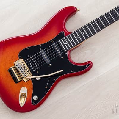 1988 Fender Pro Feel Stratocaster STR75 SSH Cherry Red Sunburst w/ Floyd Rose, Japan MIJ Fujigen image 1