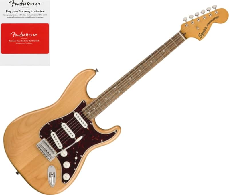 Squier Classic Vibe '70s Stratocaster Electric Guitar, Laurel Fingerboard, Natural w/ Fender Play Card image 1