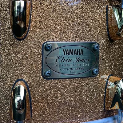 Yamaha MSD1470EJ Elvin Jones Signature 14x7" Maple Snare Drum with Wood Hoops, Gold Hardware 2000s - Gold Sparkle image 7