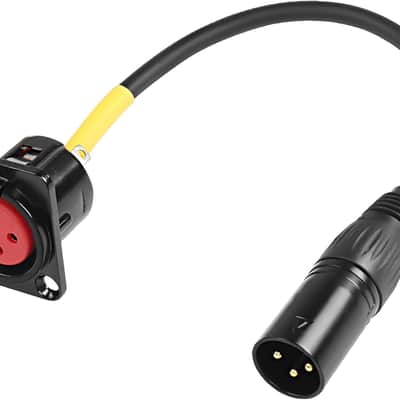 D-Type XLR Female Panel Mount to XLR Male Connector Pass Through Cable,3 Pin Mic XLR Feed/Pass Thru Converter Compatible with Microphone - 30cm/11.8inch 1 Pcs image 1
