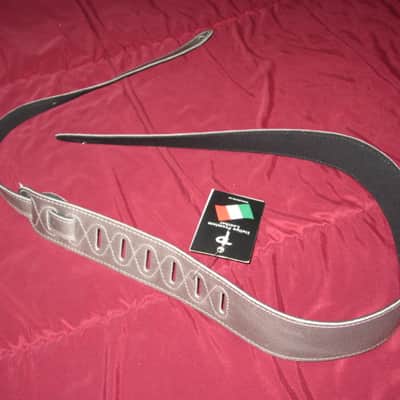new with tags very near A+ Perri’s Leathers Ltd BM2-NKL 2" Soft Italian Premium Leather Nickel (light gray) / Suede Black Guitar Strap - main side is Nickel Leather / other side is Black Suede (can be reversed) - adjustable length of 35" to about 50" image 8