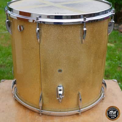 Sonor Teardrop Floortom Floor tom 18" x 16" 3-ply Gold Sparkle Vintage ULTRA RARE image 9