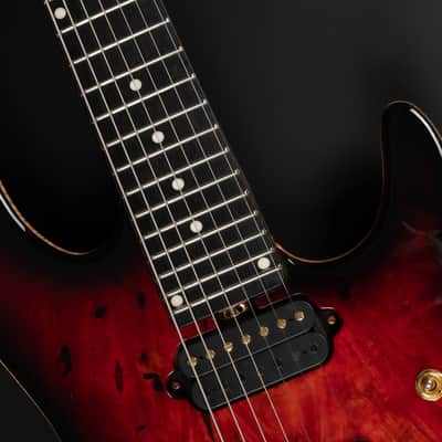 2021 Ernie Ball Music Man Jason Richardson Signature Cutlass 7 - Rorschach Red | USA 7-String JR7 Buckeye Burl Top Birdseye Maple Neck Tremolo Stainless Steel Frets 3.6kg | OHSC image 22