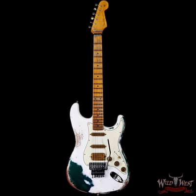 Fender Custom Shop Wild West White Lightning Stratocaster HSS Floyd Rose Maple Board 22 Frets Heavy Relic British Racing Green 8.00 LBS image 3