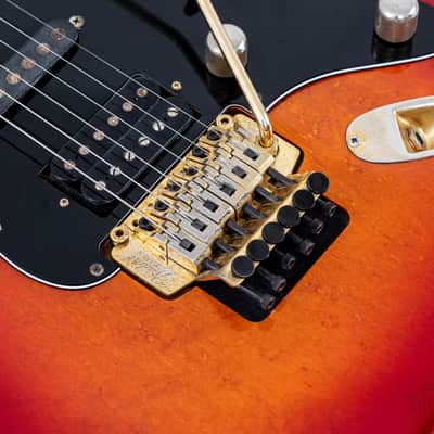 1988 Fender Pro Feel Stratocaster STR75 SSH Cherry Red Sunburst w/ Floyd Rose, Japan MIJ Fujigen image 8