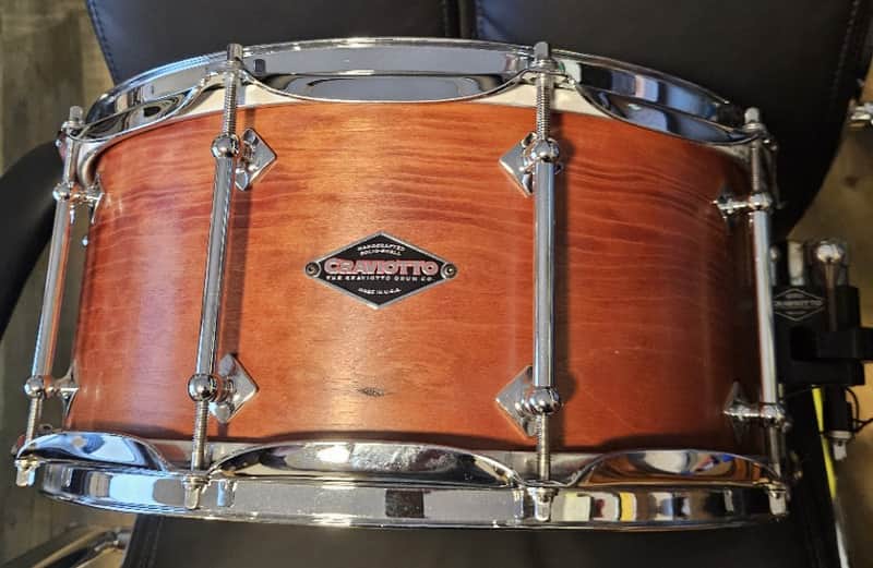 Craviotto Custom Shop Solid Cherry Shell Snare Drum, 6.5x14, #98 of 250, 2008, with Craviotto logo bag