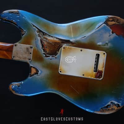 Fender Stratocaster 50th Anniversary Pelham Blue/Amber Paisley Made in USA Heavy Aged Relic image 10
