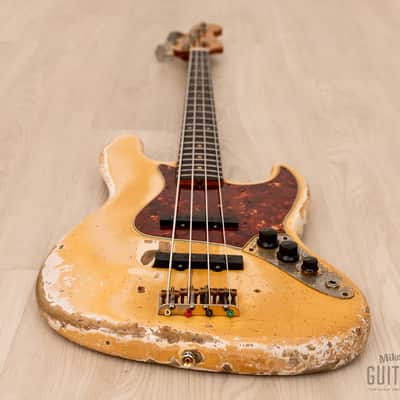 1964 Fender Jazz Bass Pre-CBS Vintage Bass Olympic White w/ Gold Hardware, Case image 10