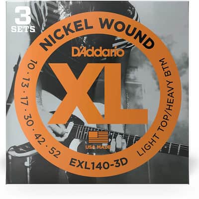 D'Addario EXL140-3D Nickel Wound Electric Guitar Strings, Light / Heavy, 10-52 - 3 sets image 2