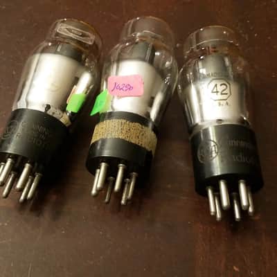 RCA Pair (2) Type 42 Pentode Power Amplifier Antique AT1000 TESTED Vacuum Tube Engraved Audio 1932-1950 image 1