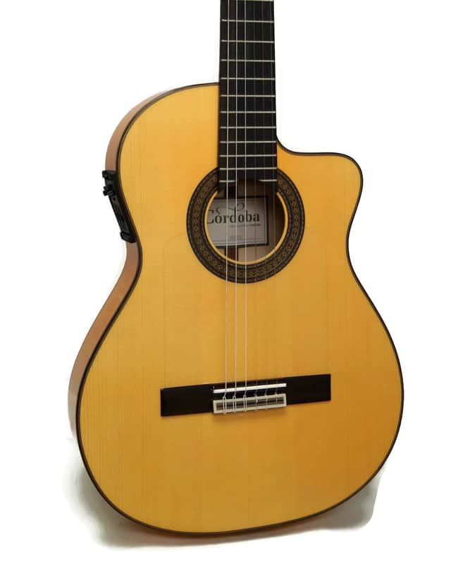 Cordoba 55FCE Thinbody Nylon String Flamenco Acoustic-Electric Guitar w/ Case - Made in Spain image 1