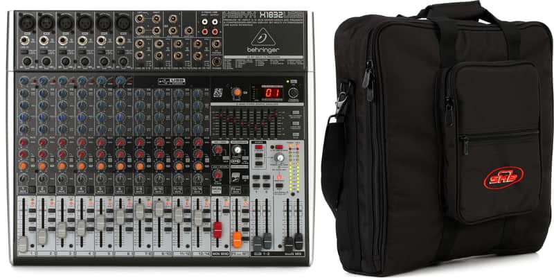 SKB 1SKB-UB1818 18" x 18" x 5" Mixer Bag Bundle with Behringer Xenyx X1832USB Mixer with USB and Effects image 1