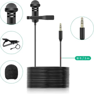 Lavalier Mic Compatible with  Black,Action Cameras, Media Mod, Max - Lapel Microphone 3.5mm, 10ft image 3