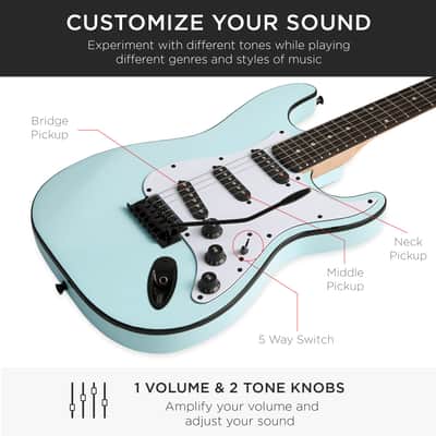 Best Choice Products Beginner Electric Guitar Kit w/ Case, 10W Amp, Tremolo Bar - 39in-Sunburst image 10