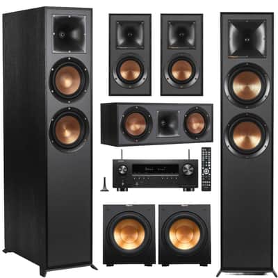 Klipsch Reference 5.2 Home Theater System, Bundle with 2x R-625FA Floorstanding Speaker, 2x R-12SW Subwoofer, R-52C Center Channel, R-41M Bookshelf Speaker Pair, 7.2-Channel Receiver, Black image 17