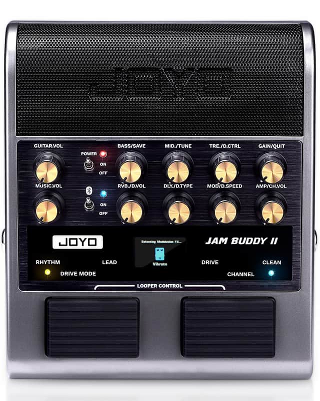 Joyo JAM BUDDY II 10W Portable Electric Guitar Amp Multi-Effects Pedal Combo Amplifier with Footswitch,14 Amp Models,3-Band EQ,36 Drum Patterns & Looper,OTG Recording, Bluetooth for Practice - Gray image 1