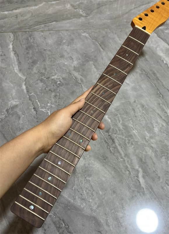 21fret Flame Maple electric guitar neck rosewood yellow gloss DIY parts image 1