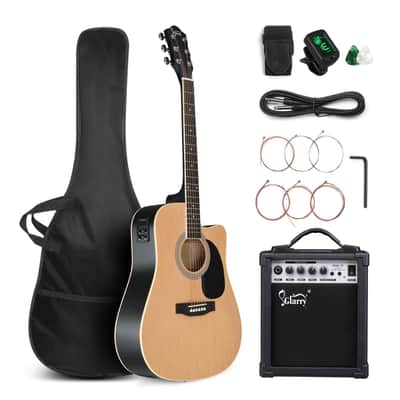 Glarry  Burlywood 41 Inch EQ Acoustic Guitar w/15W Amp image 1
