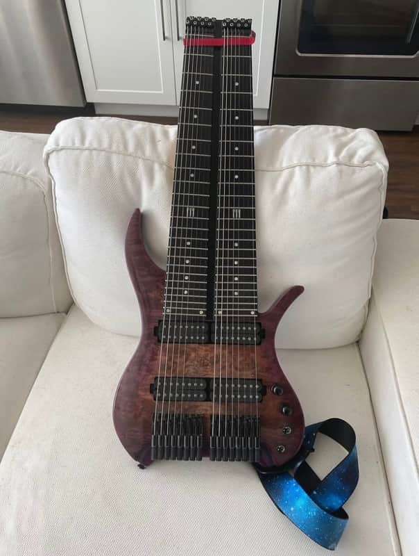 FM Guitars 16-String Double Neck McRocklin Purple Galaxy 8+8 NAMM Edition image 1