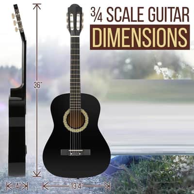 36'' 6-String Classic Guitar -3/4 Size Scale Guitar Tuner -Black image 2