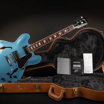 2017 Gibson Memphis Custom ES-335 Block - Pelham Blue | USA Limited Edition Semi-Hollow Burstbucker Humbucker Pickups | CoA OHSC image 2