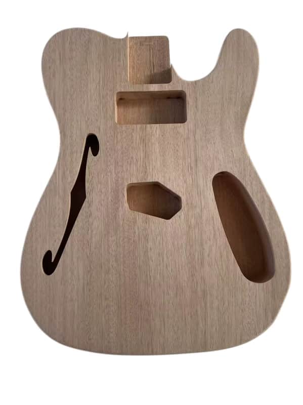Mahogany Wood Guitar Tele Style Body, F Hole Routing image 1