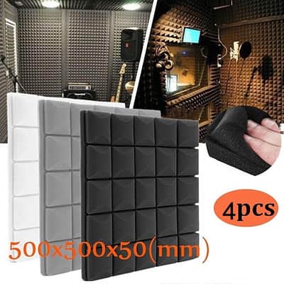 4 Pcs 500 x 500 x 50 mm Soundproof Acoustic Foam Panels (Black) image 4