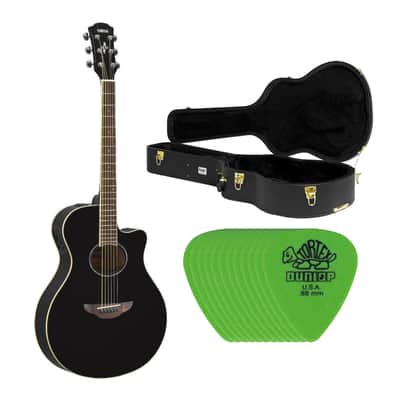 Yamaha APX600BL Thinline Acoustic-Electric Guitar (Black) with Case and Picks image 1