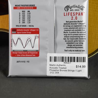 Martin Authentic Acoustic Lifespan 2.0 Treated Phosphor Bronze Strings - Light (.012-.054) image 3