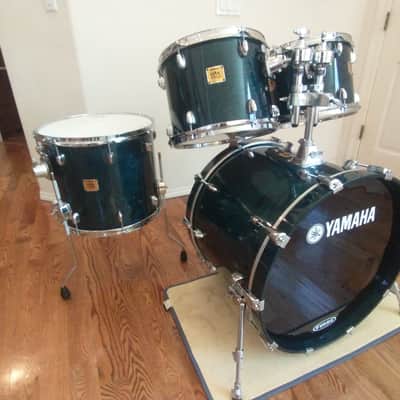 Yamaha Oak custom drums made in Japan uzikuri emerald lacquer pro heads excellent image 2