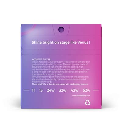 Pitbull Acoustic Guitar Strings Venus Series Coated VAG 11-52 Extra Light SET Free Pick image 2
