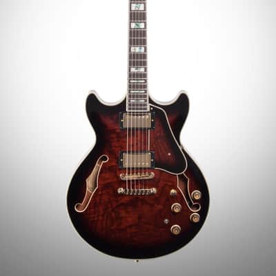 Ibanez Artstar AM153QA Semi-Hollowbody Electric Guitar (with Case), Dark Brown Sunburst image 2