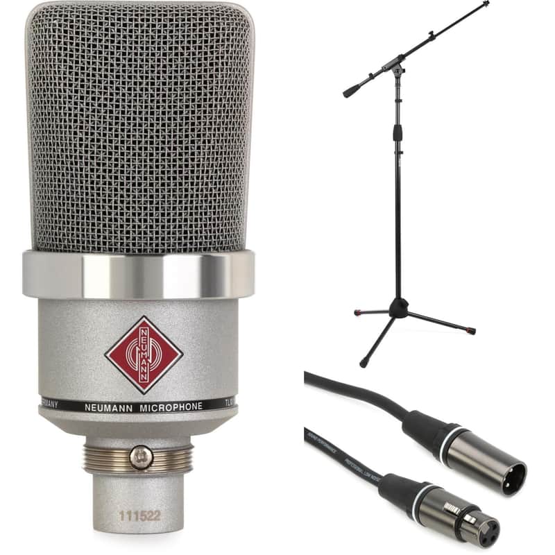 Neumann TLM 102 Large-diaphragm Condenser Microphone Bundle with Stand and Cable - Nickel image 1
