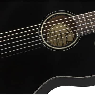 Fender Classic Design CN-140SCE Black Thinline Electro Nylon Guitar & Hardshell Case image 4