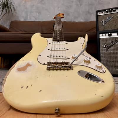 Fender Stratocaster 1962 Glas Custom Olympic White Relic Rosewood 7.4lbs w/ G&G Case image 1
