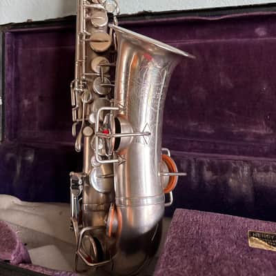 Buescher True-Tone Low Pitch Silver Alto Saxophone 1925 image 6