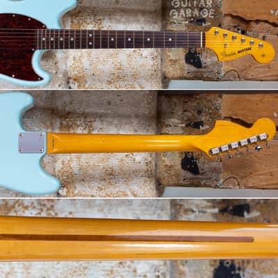 2006 Fender Japan Mustang 65 Vintage Reissue Daphne Blue Seymour Duncan humbucker offset guitar CIJ image 6