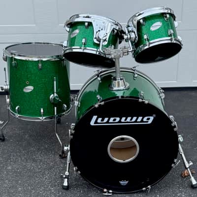 Ludwig Accent CS Green Sparkle 4 Piece Shell Pack Drum Set image 1